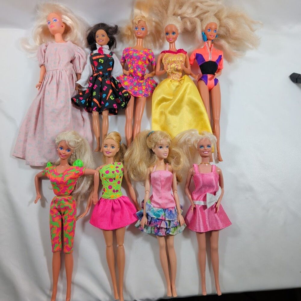 Vintage Fashion Doll Lot of 9 Barbie Disney & Mixed Dolls TLC OOAK